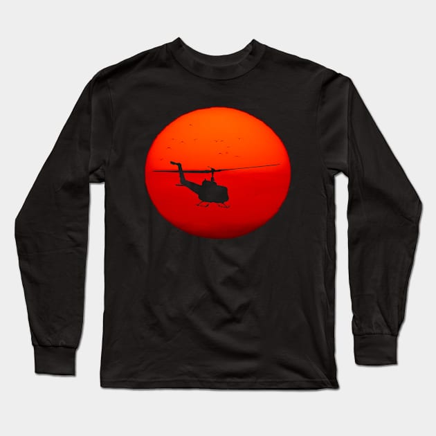 Vietnam Helicopter Sunset Long Sleeve T-Shirt by Suprise MF